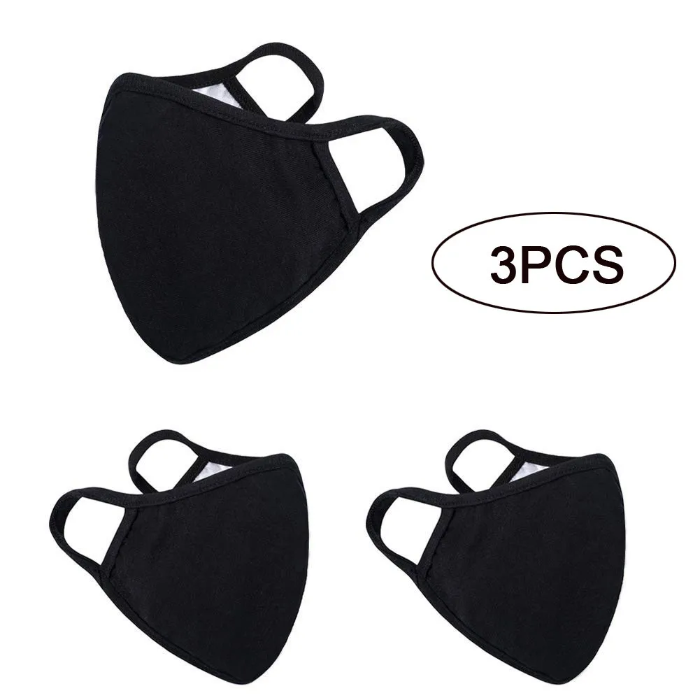 3pcs Black Face Mask Cotton Reusable For Women Woman Mascarilla Reutilizable Halloween Cosplay | Тематическая одежда и