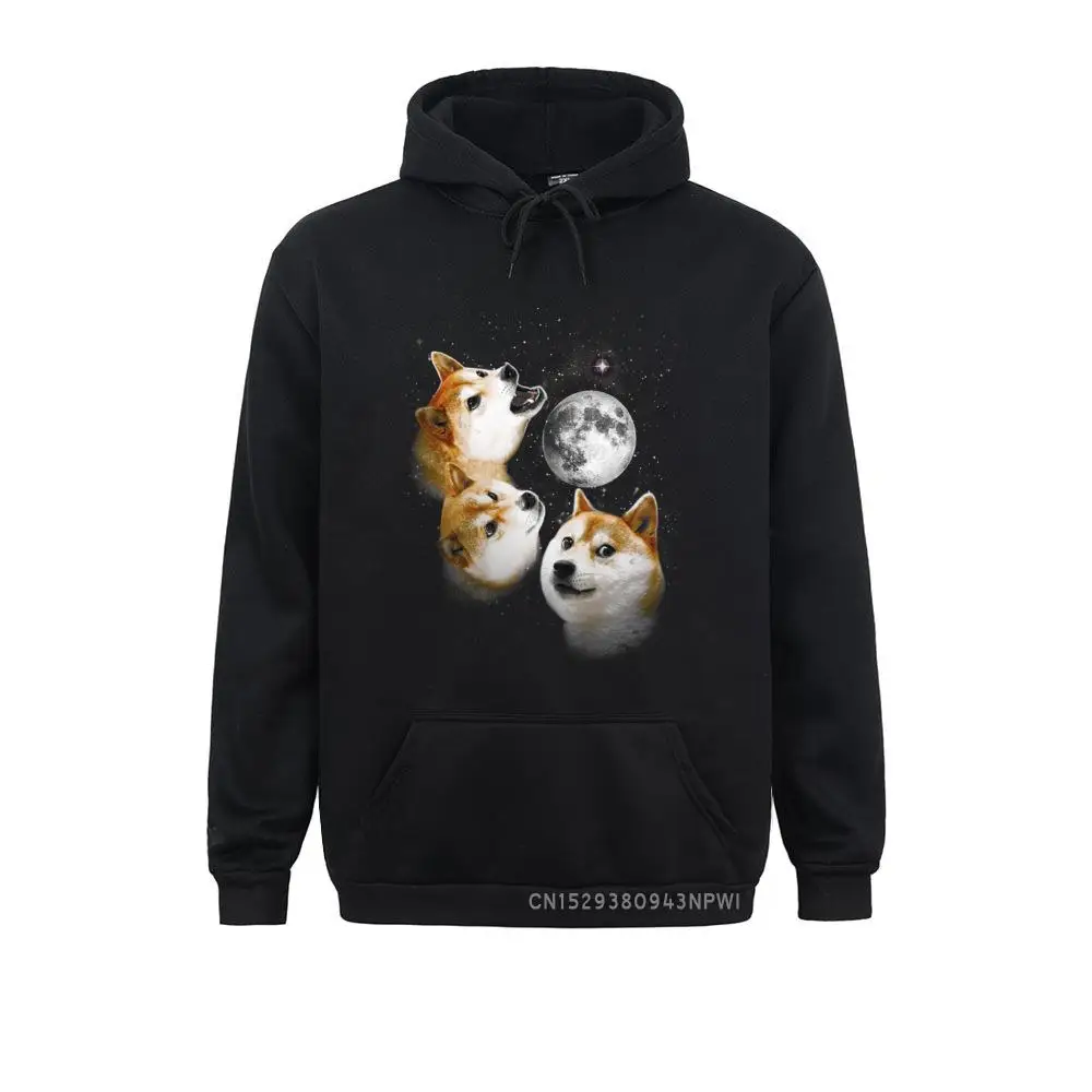 

Three Doge Moon Shiba Inu Sweatshirt For Male Soft Homme Pullover Hooded Faddish Harajuku Streetwear