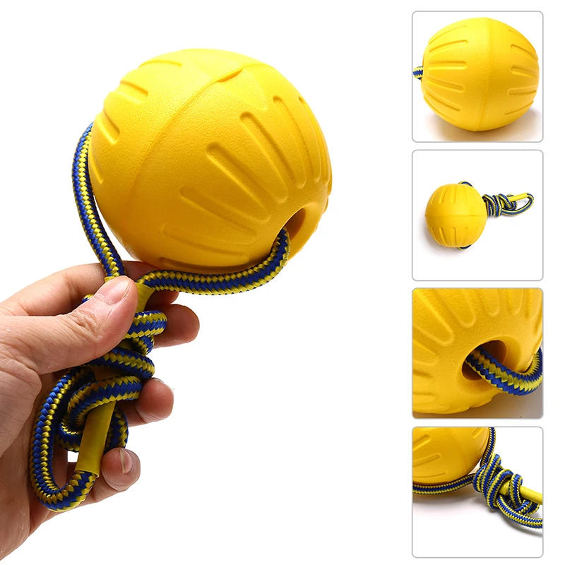 

Тренировочная жевательная игрушка для собак, неразрушаемый твердый резиновый мяч для игр и прикуса, веревка для переноски зубов