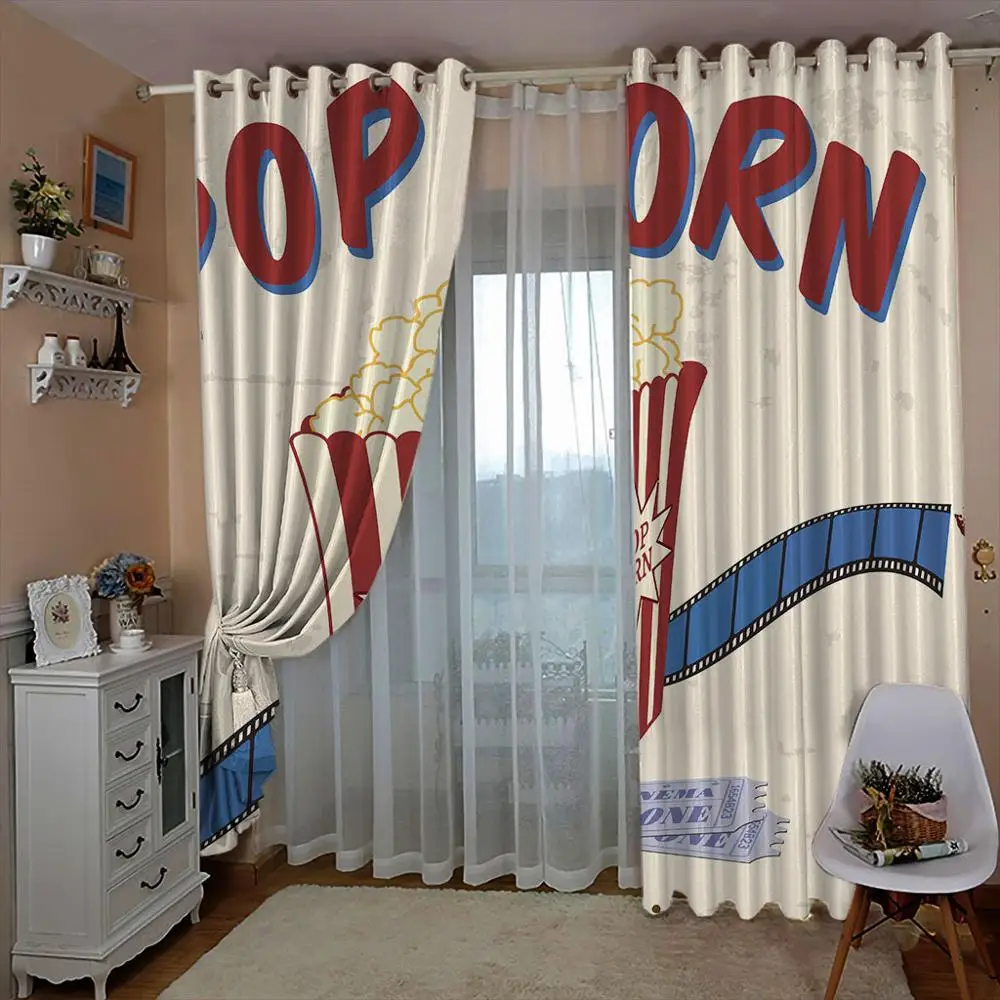 Занавески с 2 панелями в виде попкорна свежие вкусные тканевые занавески 3D