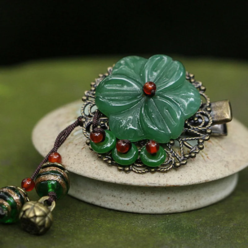 Винтажное глазированное стекло цветок этнический китайский стиль заколка для