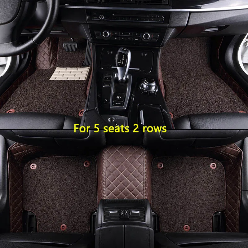 Пользовательские автомобильные коврики для Toyota Corolla Camry Rav4 Auris Prius Yalis Avensis Alphard 4Runner Hilux highlander sequoia коврик - Название цвета: For 5 seats 2 rows