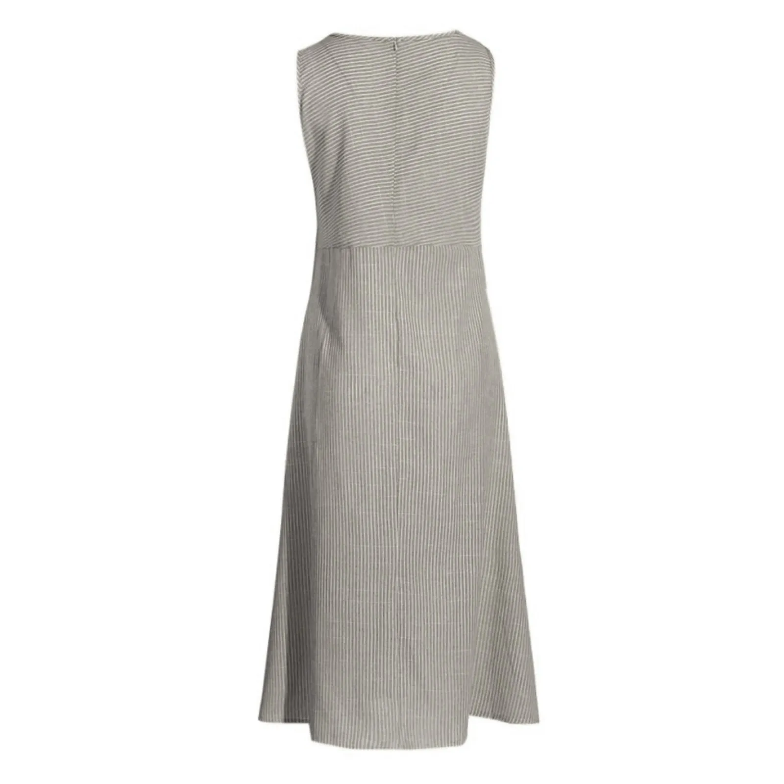 Платье женское длинное в полоску повседневное льняное элегантное Корейском