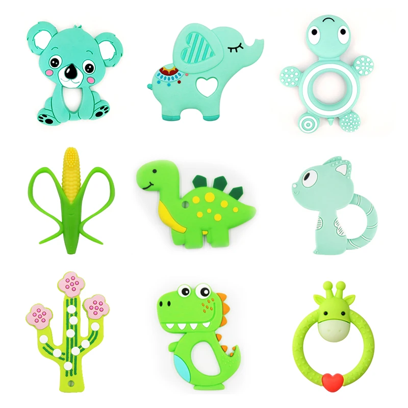 

Baby Silicone Teethers BPA Free Teething Toy Animal Dog Koala Owl Elephant Baby Ring Teether Silicone Beads DIY Chain