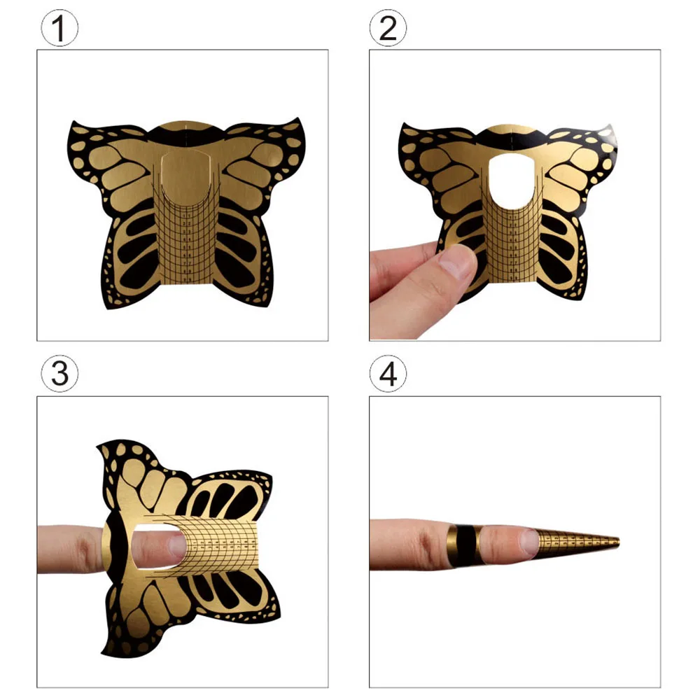 

20/50/100pcs Nail Form Gold Butterfly Gel Nail Art Tip Extension Guide Tools for Salon Nails Care Tool