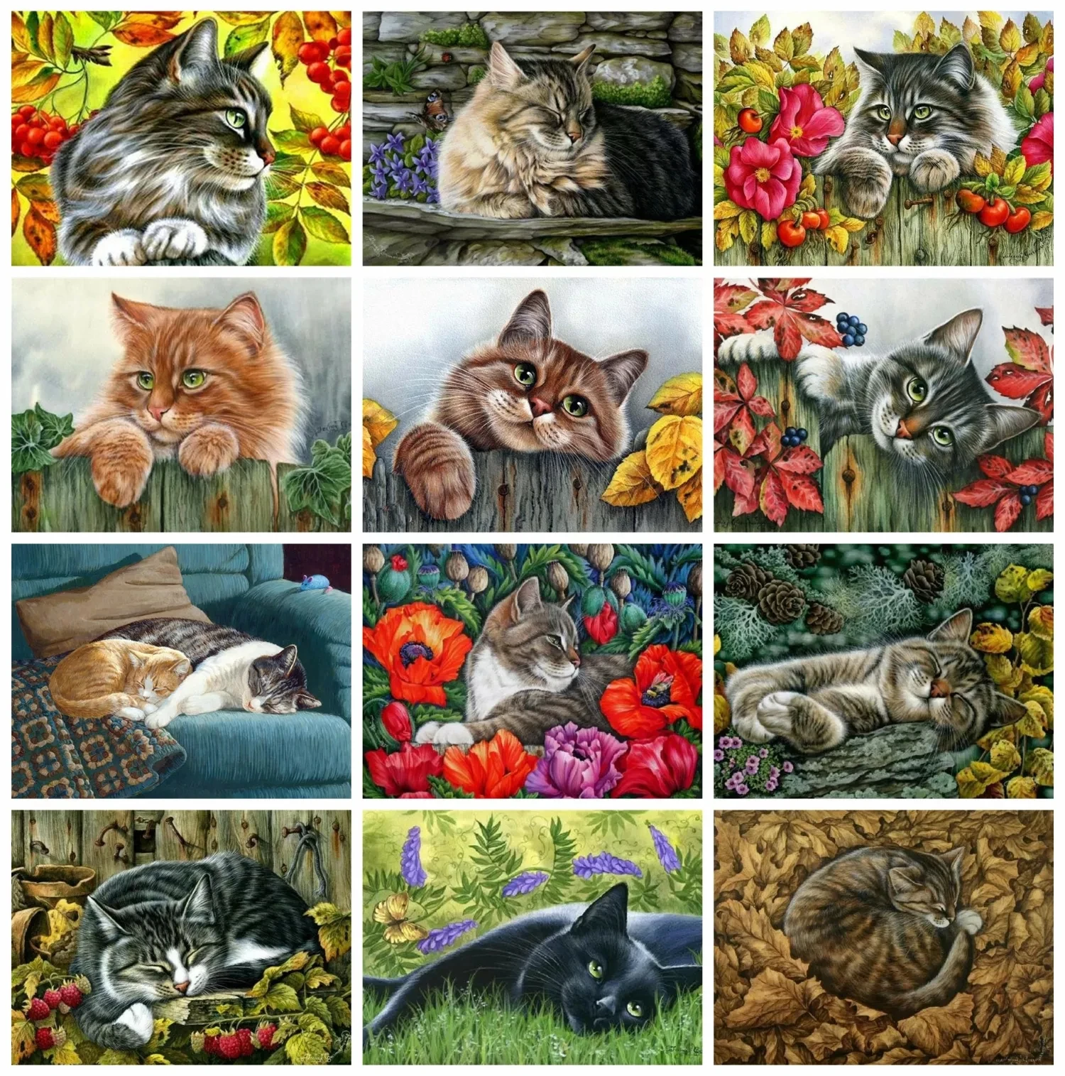 

AMY-Cat Mosaic, 5D Diamond Paint, Square / Round Diamond, Hand-made Diamond Painting, Home Decoration, Animal Decorations