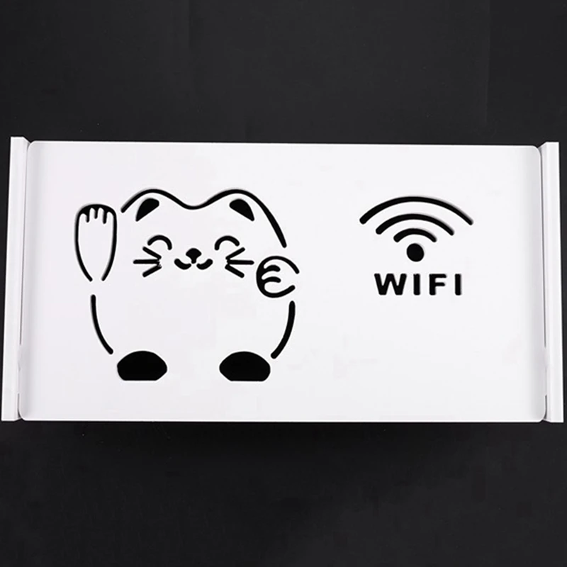 

Wi-Fi Router Storage Box Wall Mounted PVC Shelf Hanging Bracket Cable Organizer