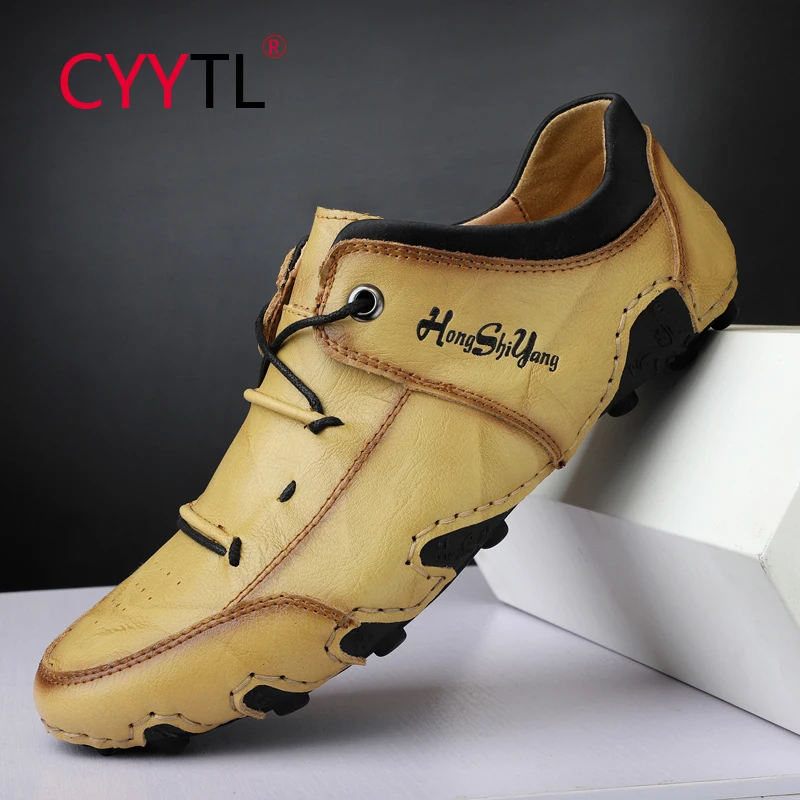 

CYYTL Men's Hiking Outdoor Walking Loafers Driving Slip On Leather Shoes Casual Classic Business Moccasins Comfort Male Flats