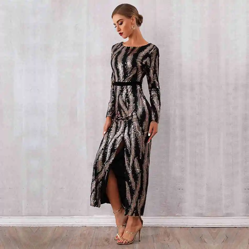 Seamyla, высокое качество, женское длинное макси платье, Vestido, облегающее, с золотыми блестками, платья, сексуальная клубная одежда, вечерние платья знаменитостей, летнее