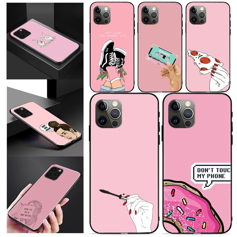 

Pink Girl lips flower love Phone Case For iPhone iPhone 12 Mini SE 2020 X XR 11 12 Pro MAX Funda Coque Carcasa