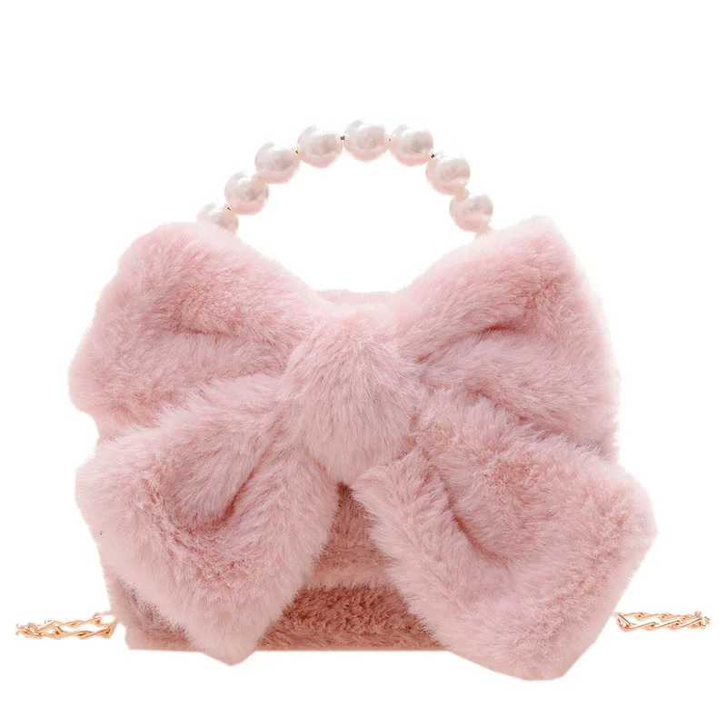 

Korean Kids Purses and Handbags Cute Plush Girls Mini Bow Crossbody Bag Baby Small Coin Pouch Kid Party Purse Tote
