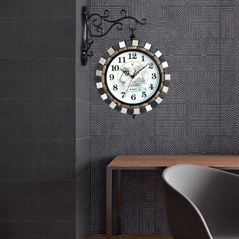 

3d Large Wall Watch Silent Double Sided Wall Clock Creative Metal Electronic Quartz Clock Relojes De Pared Vintage Decoracion