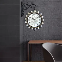3d Large Wall Watch Silent Double Sided Wall Clock Creative Metal Electronic Quartz Clock Relojes De Pared Vintage Decoracion