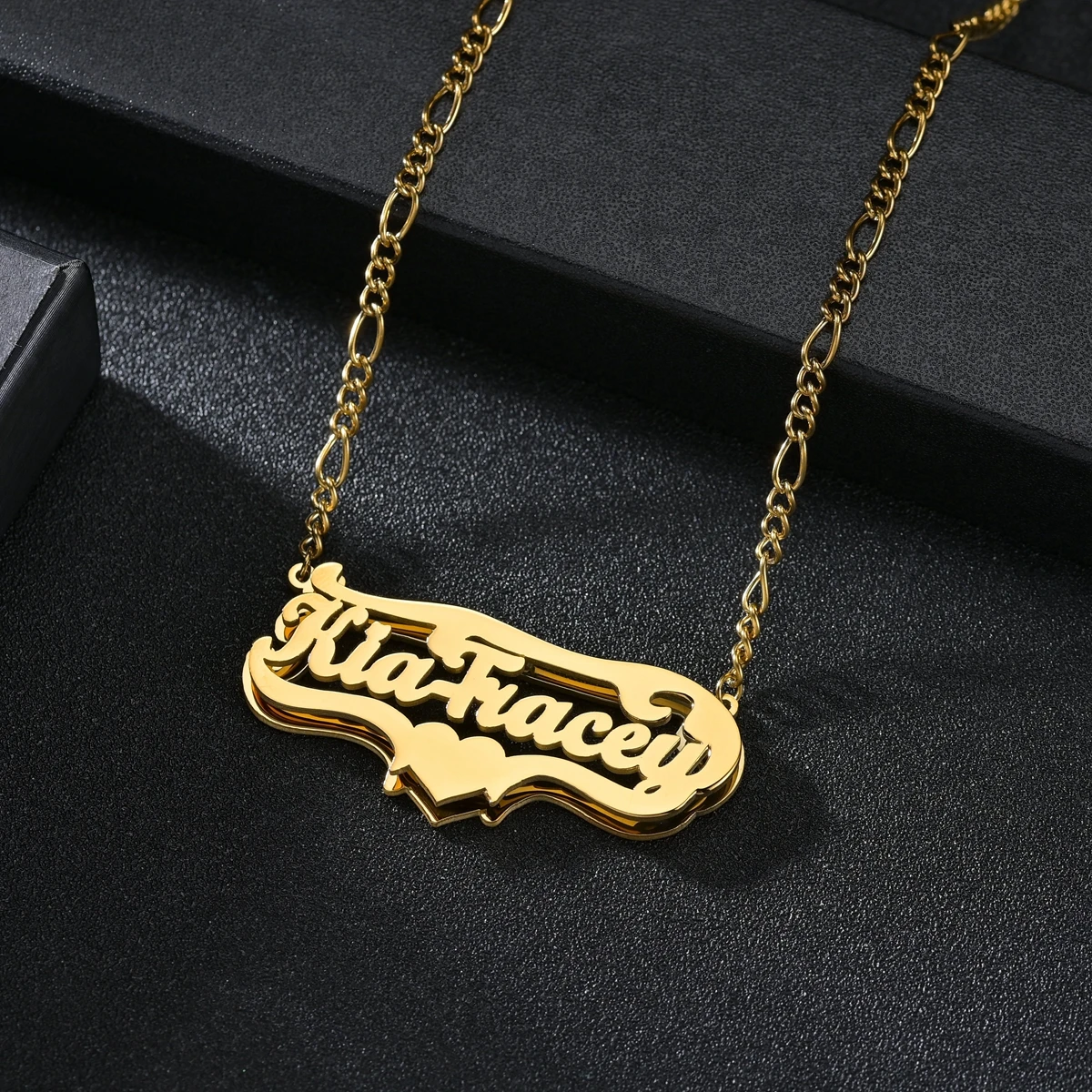 Customized Double Name Hip Hop Letter Necklace Name Gothic Double Plated Name Necklace Old English Piercing Carving Pendants