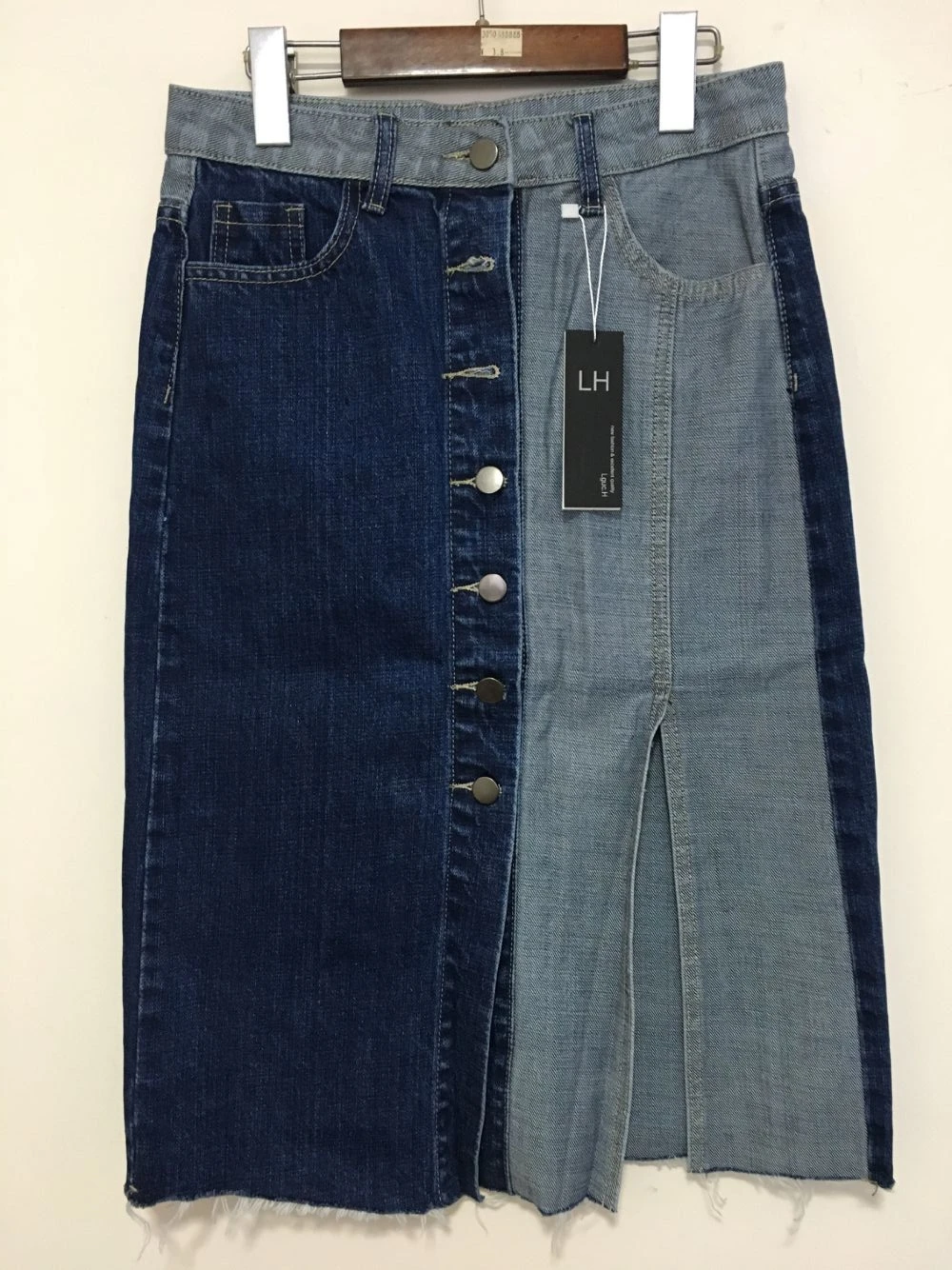 Lguc.H Fashion Denim Skirt High Waist Split Jeans Skirt Unique Patchwork Midi Skirt Summer Autumn Skirts Women Clothes XXL
