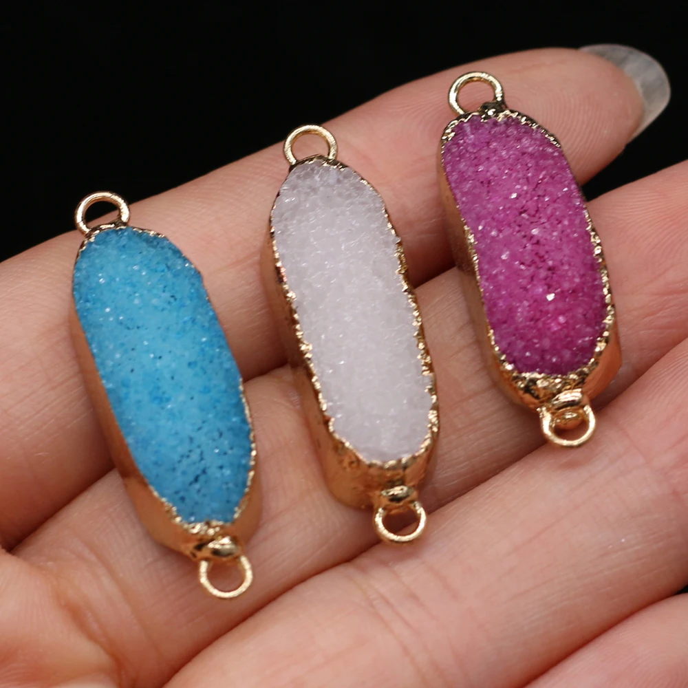

Natural Semi-precious Stone Crystal Bud Gilded Edge Connector 10x34mm for DIY Jewelry Making High Quality Gift