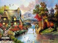 a14749 11ct14ct18ct25ct28ct oil scenery patterns counted cross stitch diy cross stitch kits embroidery needlework sets