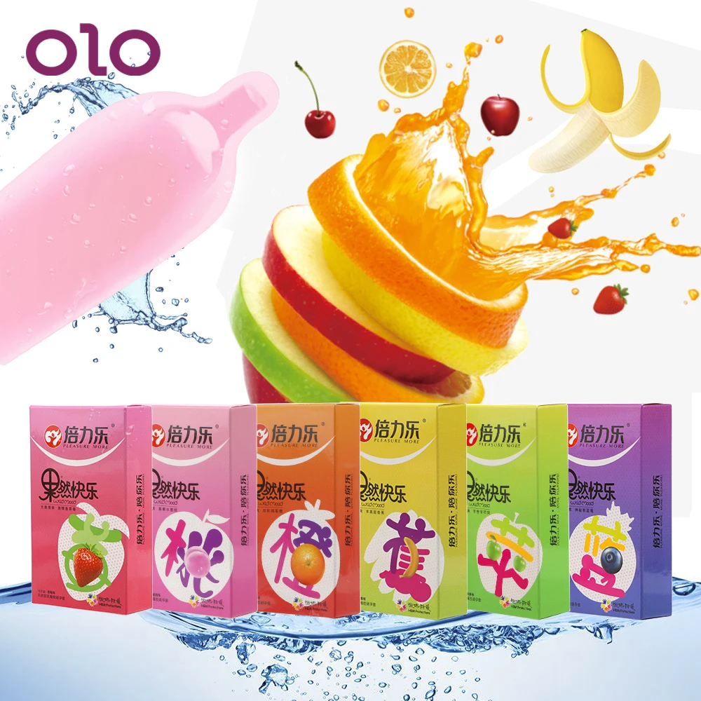 OLO 10 шт./кор. презервативы со смазкой 6 видов фруктов гладкая петух презерватив
