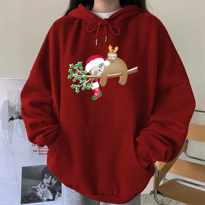 

Seeyoushy, Рождественские толстовки с принтом кошки, женские свитшоты, подарки, Топ с длинным рукавом и спущенными плечами, с графическим принто...