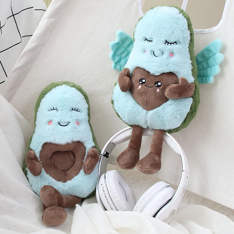 

2020 New Creative Hot Valentine's Day Gifts Love Confession Angel Wings Concave Heart Shaped Avocado Doll Plush Toy For Children