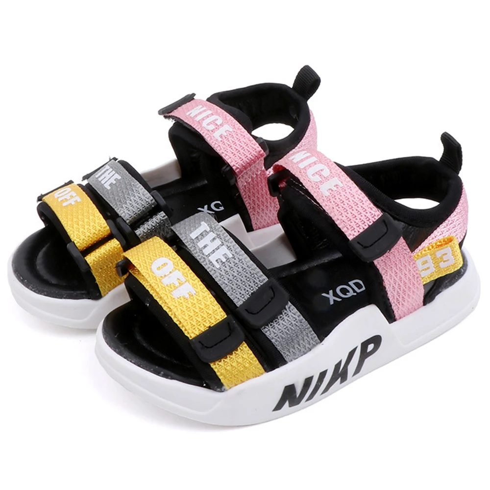 

Kids Girls Sandals Summer Non-slip Beach Shoes hook and loop rubber Children's Sandals Boys Student Children's Shoe skids shoes