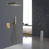 304 stainless steel shower system with 12 inch shower head hanging brushed golden shower set