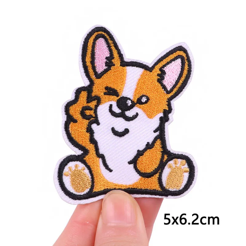 Симпатичные нашивки с животными на одежду корги собаки кошки вышитые утюгом для