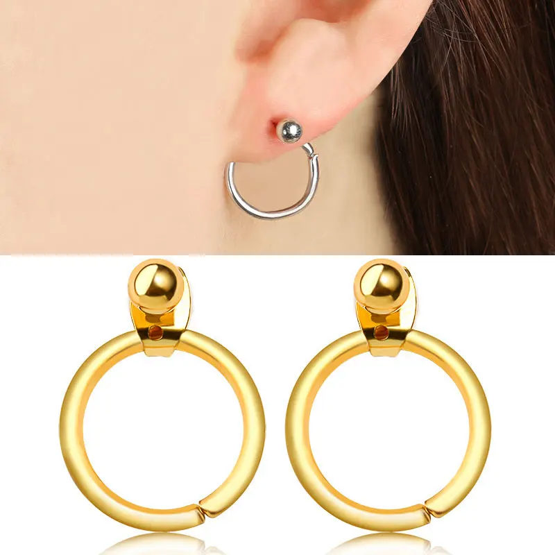 Серьги оверсайз большой круг обруч для женщин простой стиль панк круглые серьги