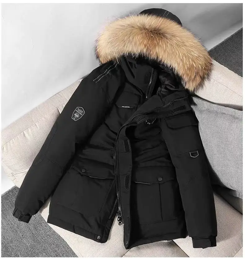 

2021 New arrivel Men's Thicken Down Jacket With Big Real Fur Collar Warm Men's Down Jacket With Big Real Fur Collar Warm Hooded