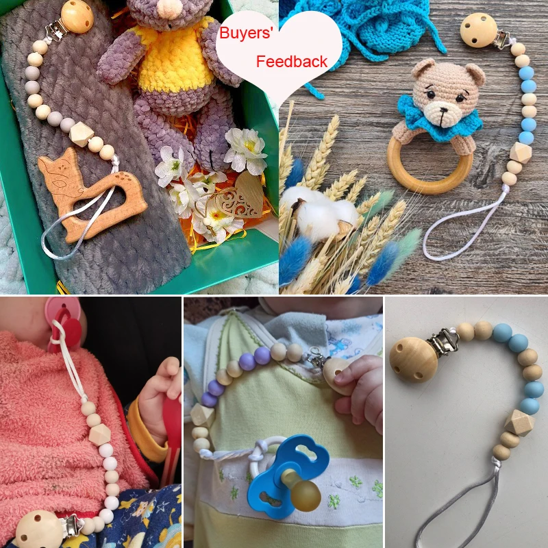 Детские зажимы для соски силиконовые бусины деревянное кольцо цепочка Детская