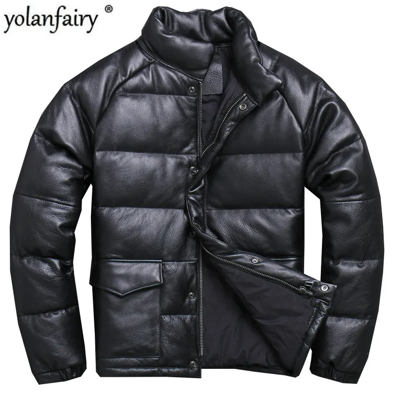 Мужская куртка из натуральной коровьей кожи облегающее зимнее пальто на утином