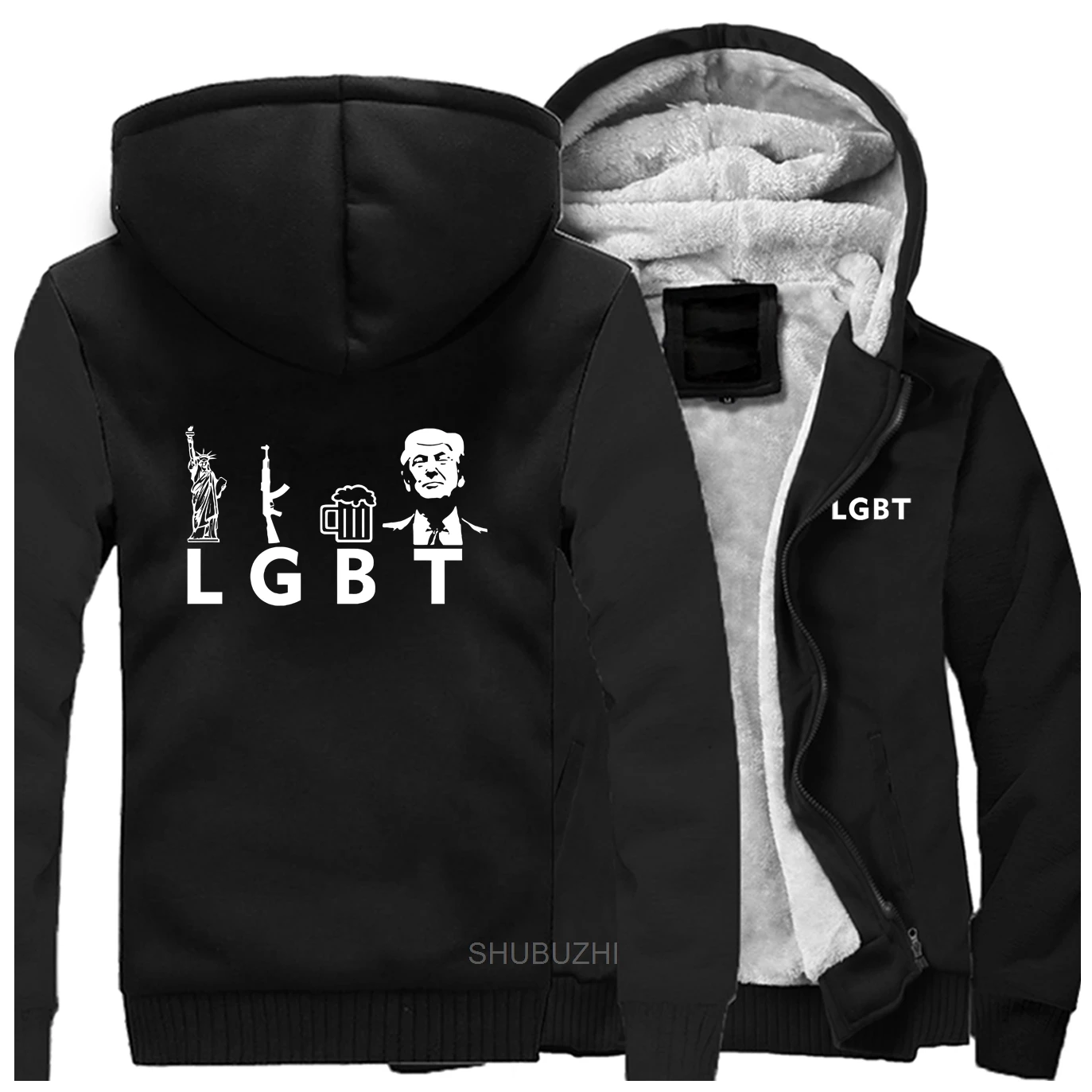 

Liberty Guns Beer Trump Mens Hoodies Winter Streetwear Warn Zipper Coat Men Funny Novelty Male Jacket New Brand Biker Men's Tops