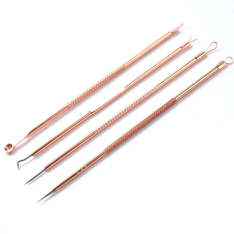 

4pcs/set Blackhead Comedone Acne Needle Remover Clip Pimple Spoon For Face Skin Care Tool Needles Facial Pore Cleaner