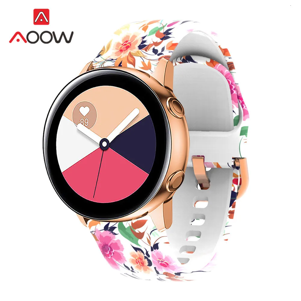 20 мм силиконовый ремешок для часов с принтом для samsung Galaxy Watch Active 42 мм gear Sport S2 Garmin Amazfit браслет ремешок Correa