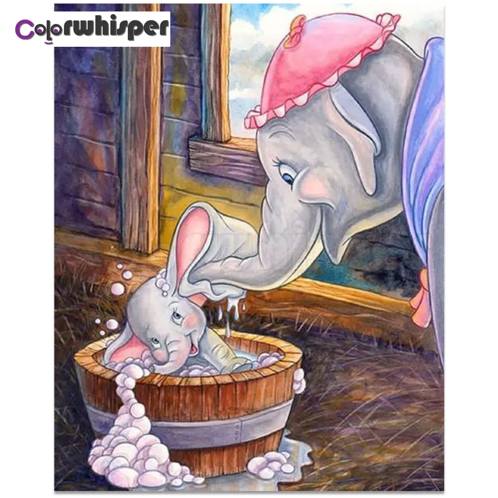 Алмазная живопись 5D полноразмерная/круглая картина из мультфильма слон сделай