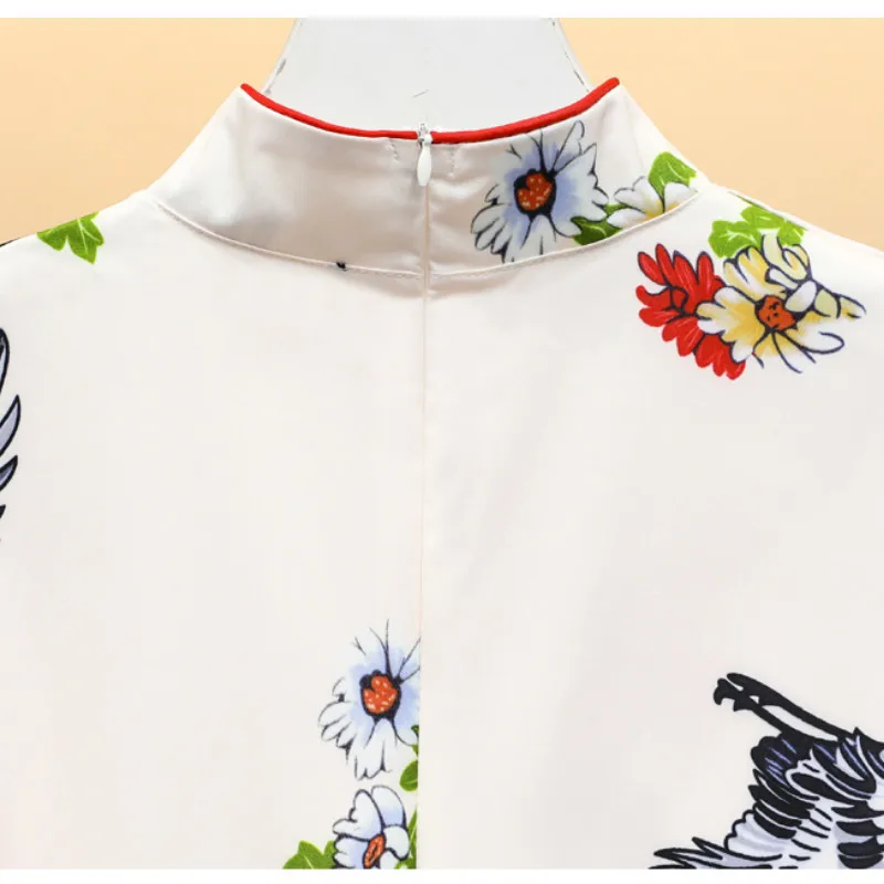 

Big Plus Size M-4XL Short Sleeve A-line Women Party Midi Dress Summer Chinese Style Cheongsam Qipao Dresses for Woman