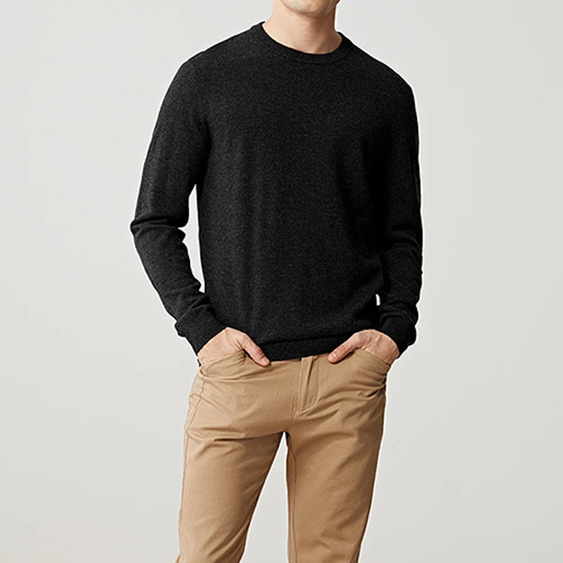 Мужской шерстяной пуловер из 100% мериносовой шерсти зимние теплые джемперы