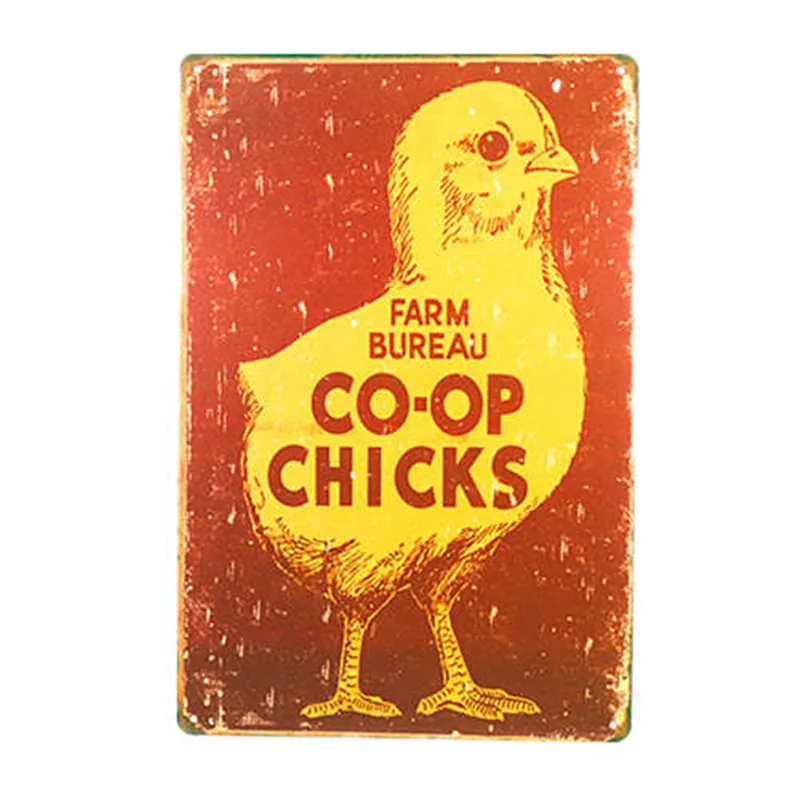 

Farm Bureau Co-op Chicks Chicken Sign Vintage Home Kitchen Decoration