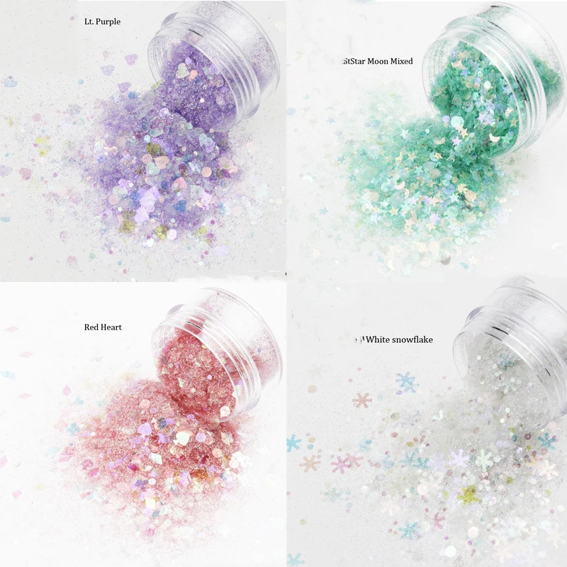 

50g/bag Fairy Mixed Shape Glitter/Nail Flakes 3D DIY Laser Sequins/Mermaid Colorful Hexagon Glitter Flakes for Nail Gel Nail