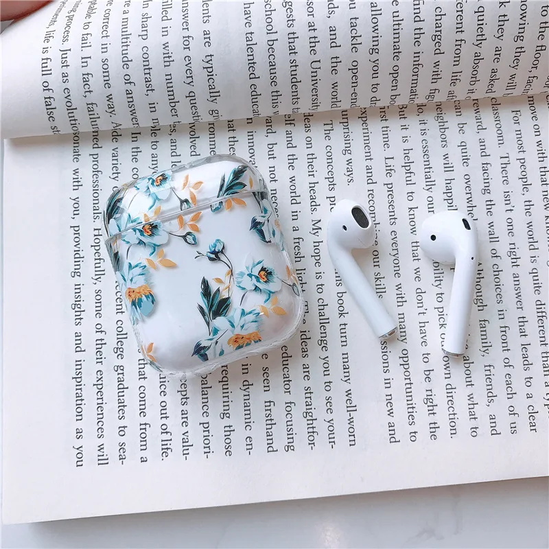 

For AirPods Case Flower Transparent Clear Hard Plastic Bluetooth Earphone Cases For Apple Airpod 1 2 Cover Funda Fashion MNL1