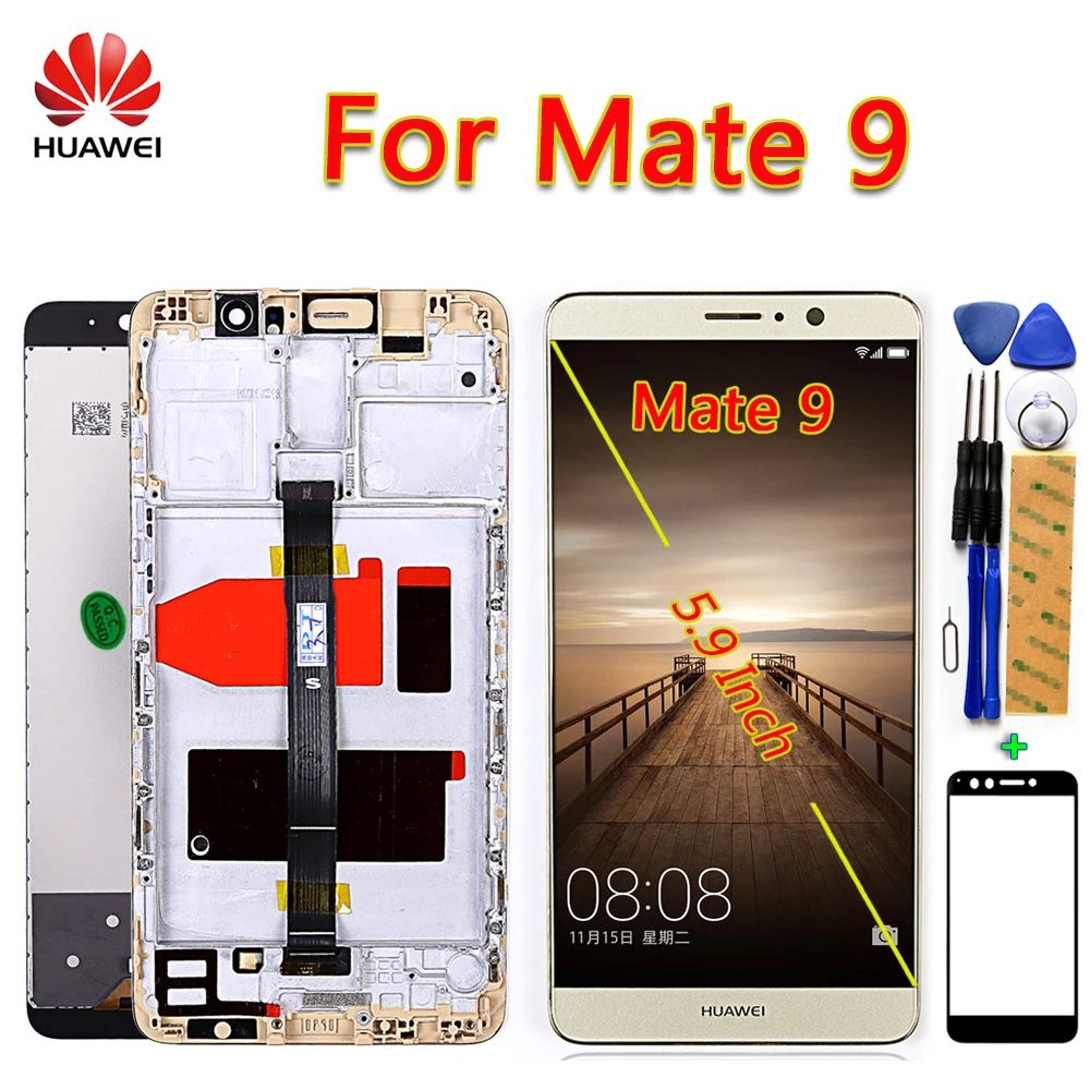 Huawei mate 9 ips 5,9 дюймов ЖК-дисплей кодирующий преобразователь сенсорного экрана в сборе 1920*1080 рамка с бесплатным инструментом и стеклянной пленкой