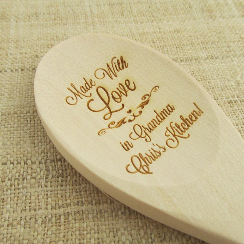 Деревянная ложка Круглые ложки с гравировкой имени даты деревянные столовые