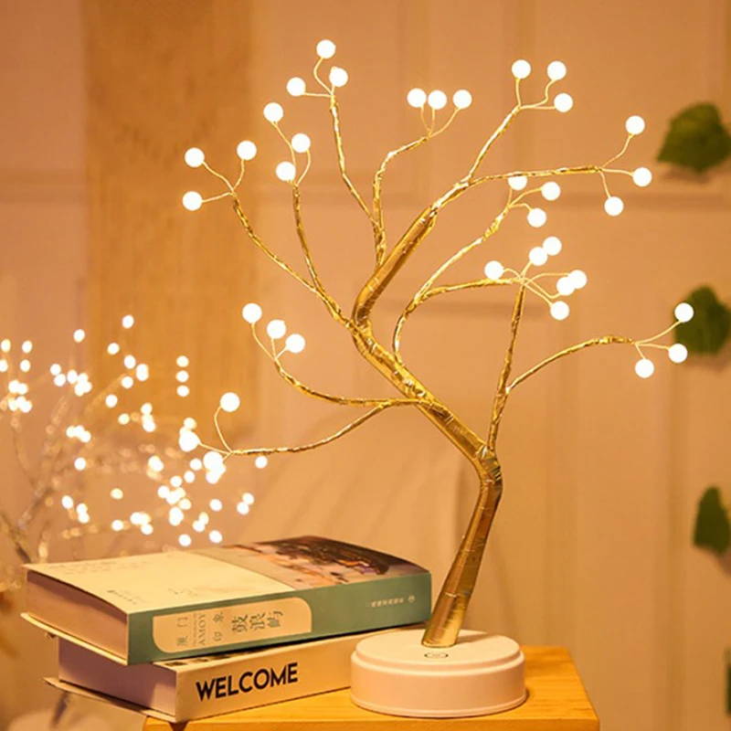 

LED Pearl Blossom Tree Bonsai Light Table Bedside Lamp Room Party Home Decor Festival Party Decoration