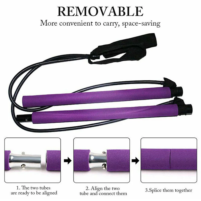 

Pilates Bar Kit with Resistance Band Portable Exercise Stick for Gym Yoga Fitness Training BHD2