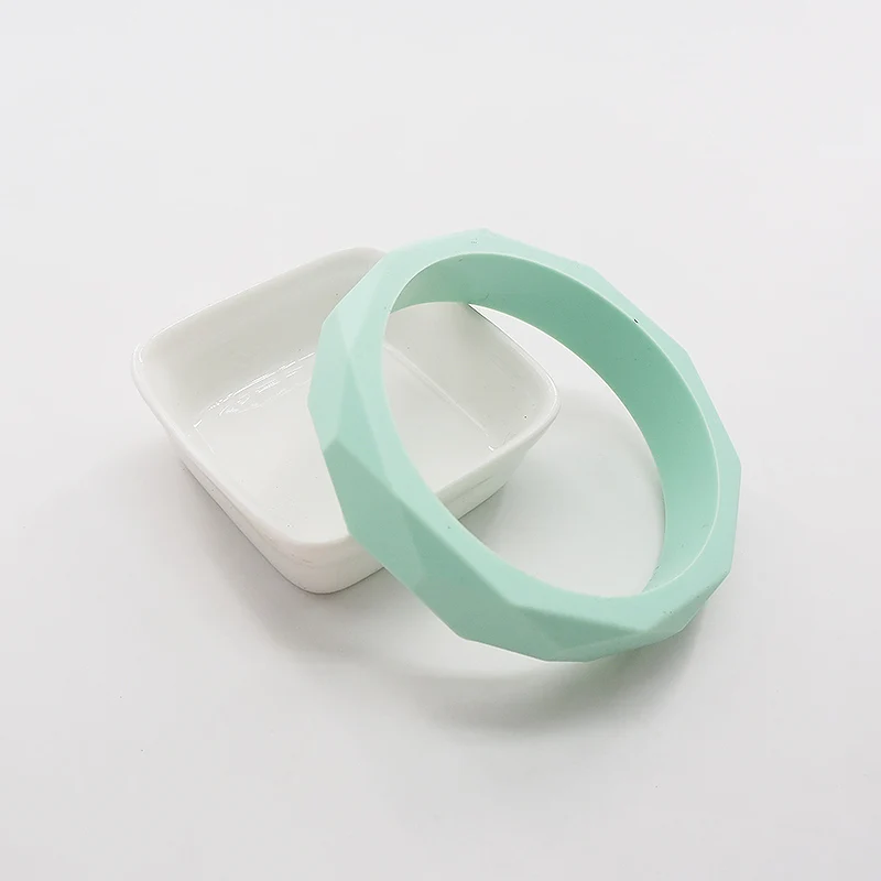 Mint Chenkai 10 шт. BPA Бесплатный DIY силиконовый Прорезыватель для зубов браслет детский браслет зубное кольцо для ребенка сенсорная соска Жевательная Подвеска для игрушки подарок - Цвет: Mint