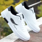 Кроссовки мужские кожаные, Повседневная модная обувь, белые, недорогие, черные