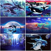 5d diy diamond painting dolphin full square round rhinestones animals pictures diamond embroidery mosaic sale home decoration