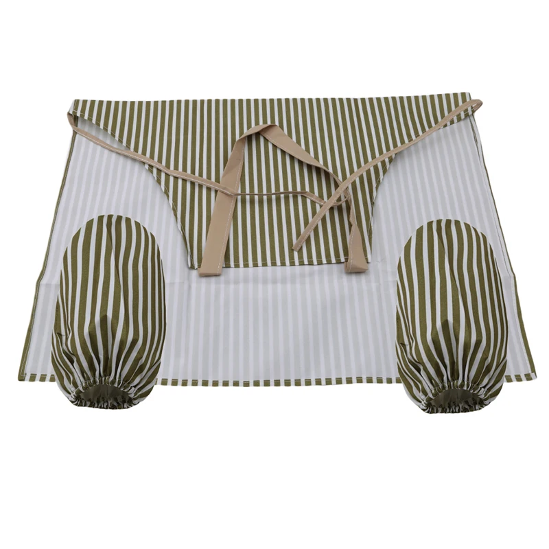

Convenient Women's Waterproof Housewife Kitchen Waist Aprons With Pockets Floral Pattern Striped Cooking Aprons