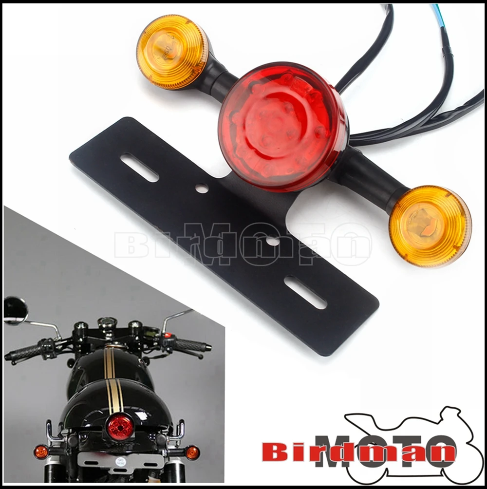 

Motorcycle Integrated LED Light Tail Turn Signal Brake Stop Lamp w/License Plate Bracket for Honda Suzuki Yamaha Kawaski