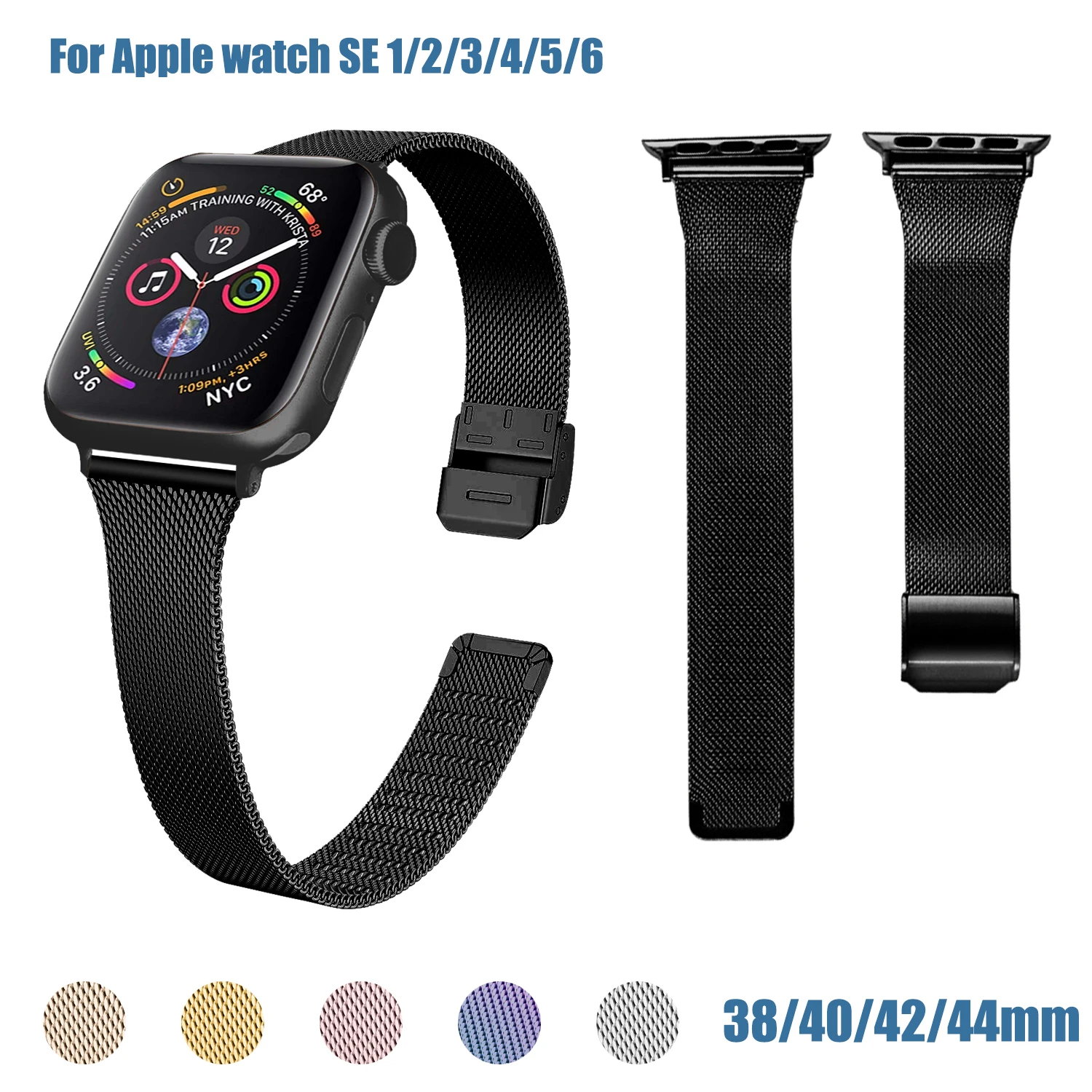 

Тонкий металлический ремешок для Apple Watch Band Series 7 6/SE/5/4/3/2/1 38 мм 41 мм, браслет из нержавеющей стали для Iwatch Series 45 мм 44 мм
